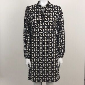 Laundry Size M Black Tan Geometric Print Dress